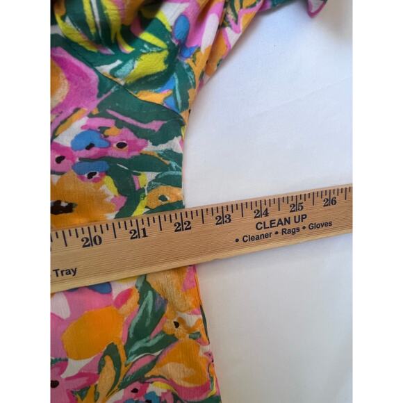 Anne Cole M/L Pink/Orange Floral Sheer Knee Length Swimsuit Cover Up - Picture 4 of 7